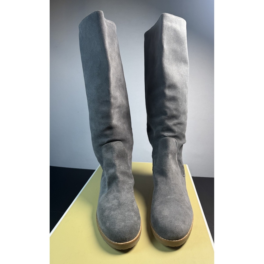 Michael Kors Kenton Suede Boots Women's 11 Slate Gray Lug Sole New With Box Flat - Picture 4 of 13